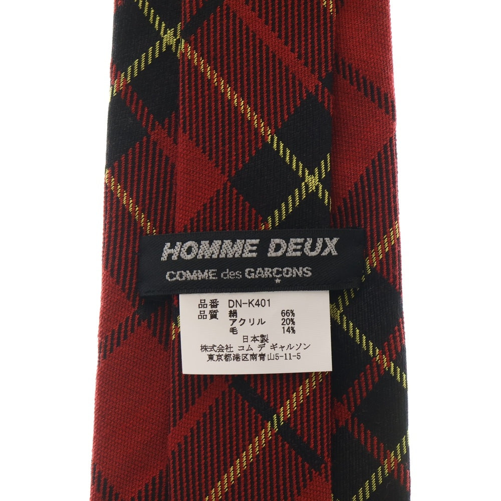 COMME des GARCONS HOMME DEUX(コムデギャルソン オムドゥ) チェック柄 シルク ネクタイ レッド DN-K401