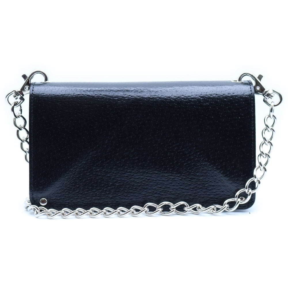 COMME des GARCONS(コムデギャルソン) 21SS シルバーチェーン レザーウォレットバック ブラック GZ-K204 レディース