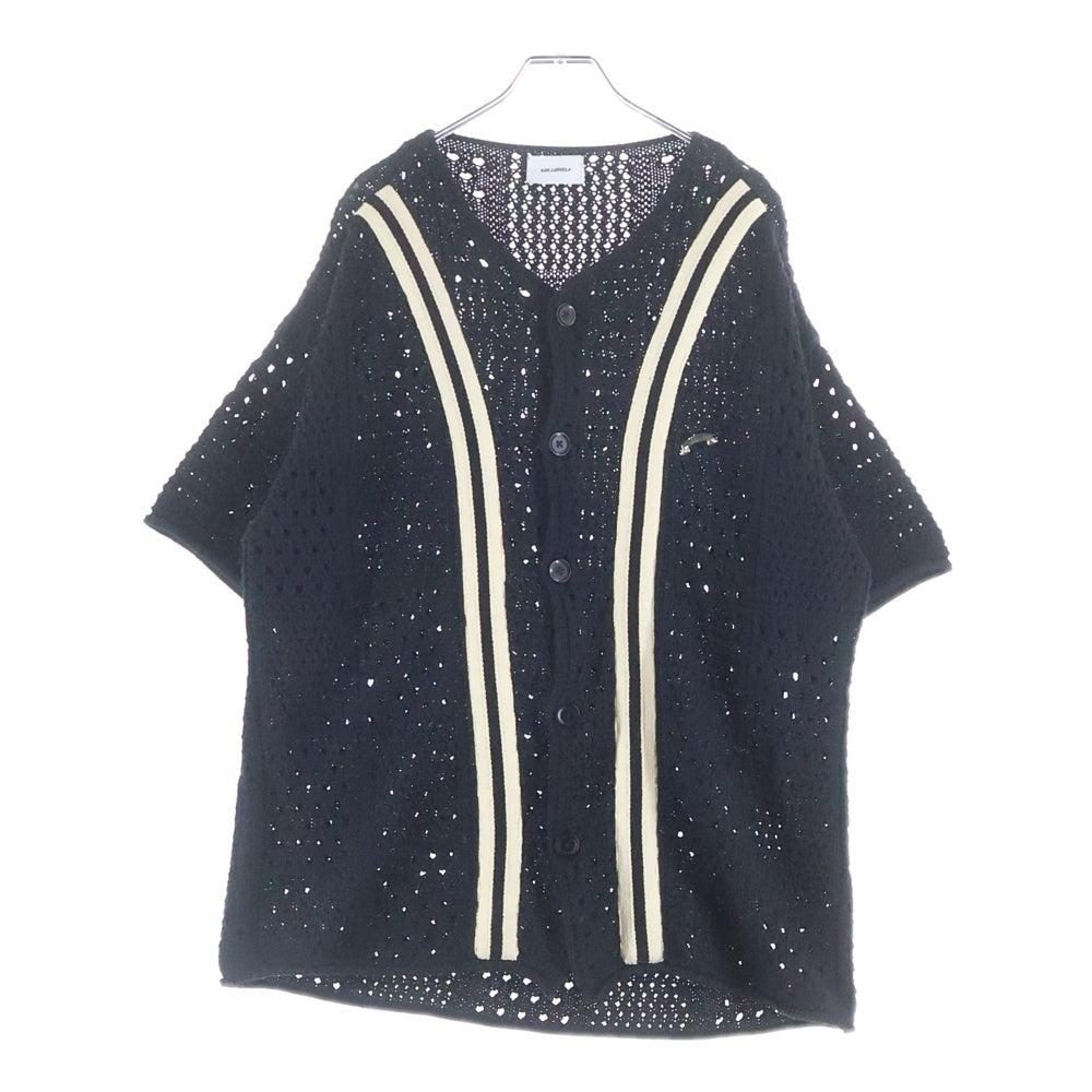 ASKYURSELF(アスクユアセルフ) フロントデザイン ショートスリーブ ベースボールシャツ ブラック