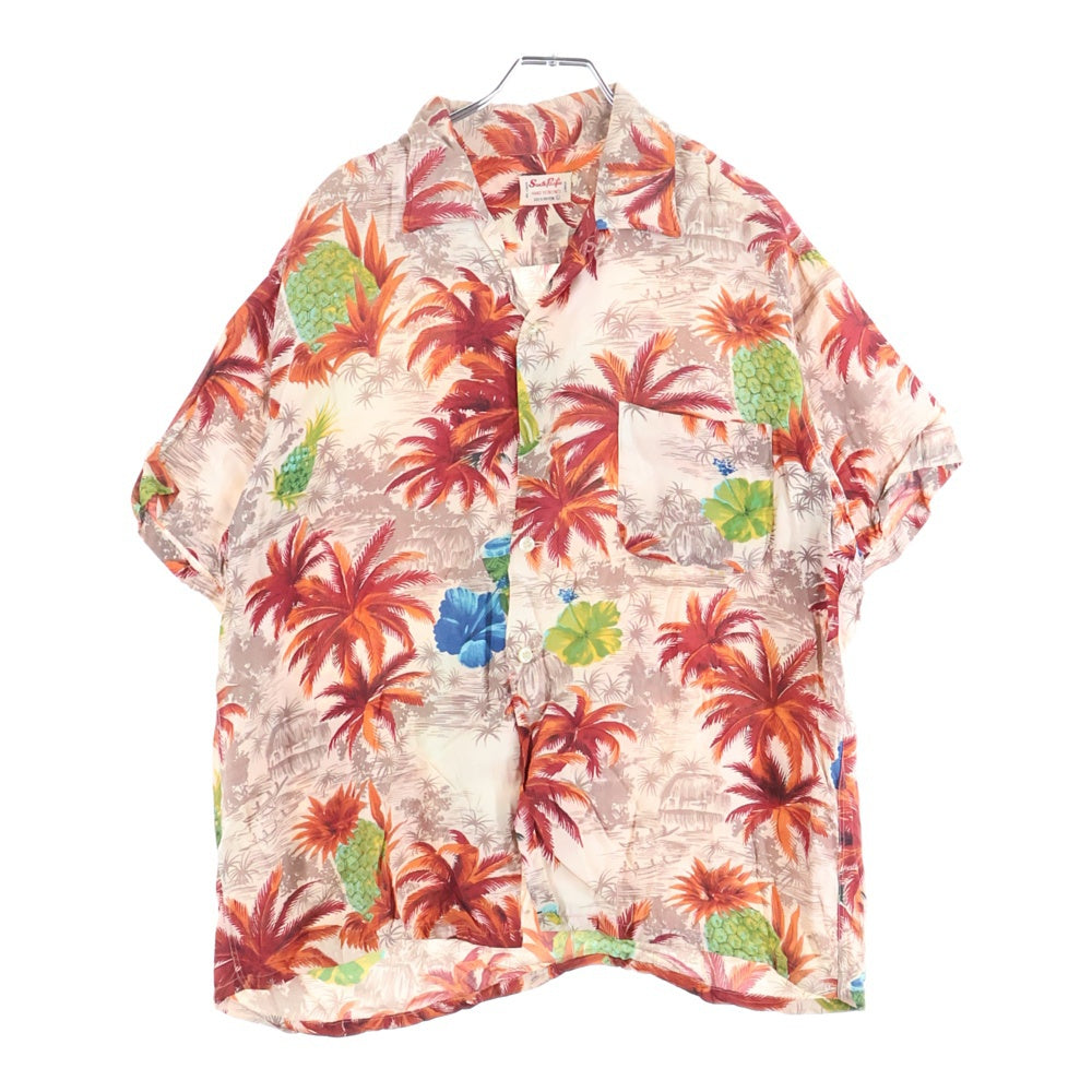 VINTAGE(ヴィンテージ) 60S South Pacific 総柄アロハシャツ レーヨン半袖シャツ レッド