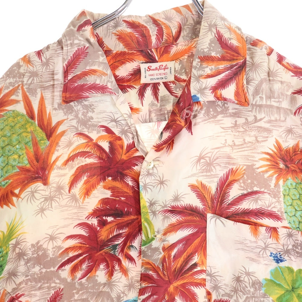 VINTAGE(ヴィンテージ) 60S South Pacific 総柄アロハシャツ レーヨン半袖シャツ レッド