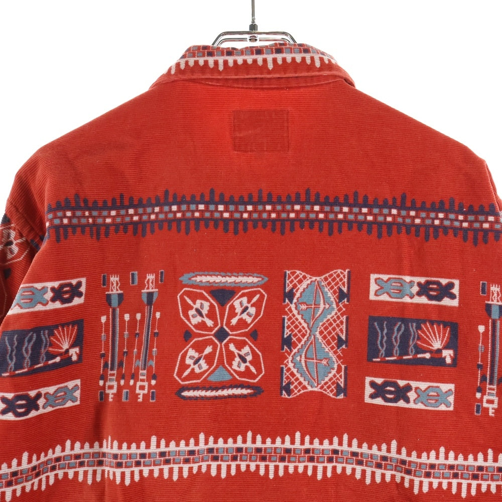 EVISU(エビス) 90S 総柄 コーデュロイ長袖シャツ レッド