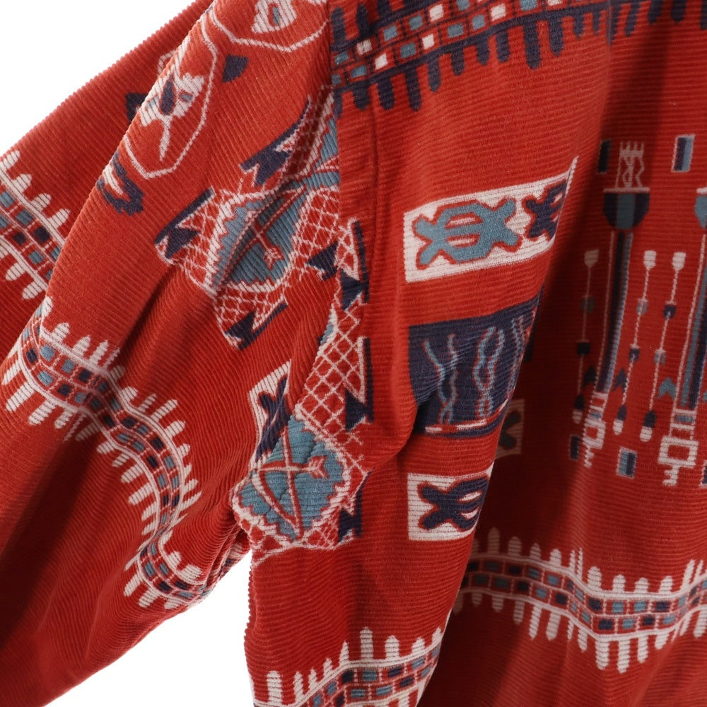 EVISU(エビス) 90S 総柄 コーデュロイ長袖シャツ レッド