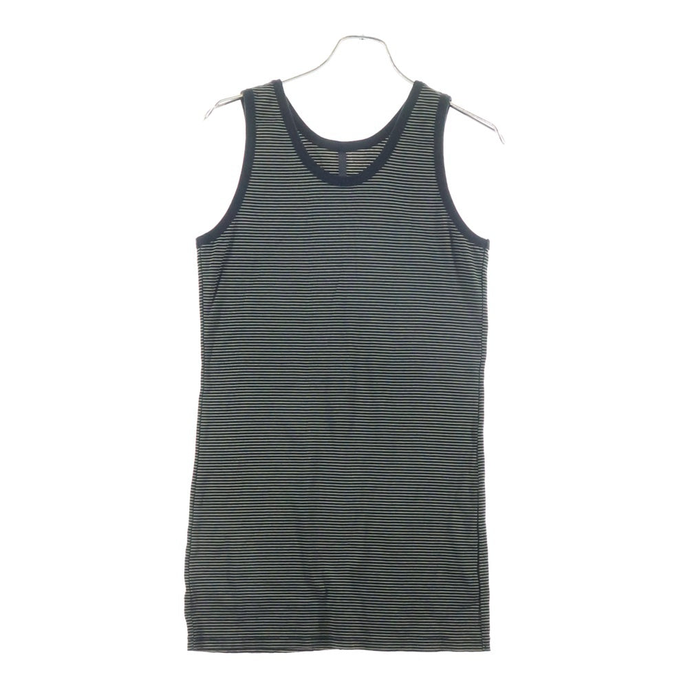 THEE OLD CIRCUS(ジオールドサーカス) 針抜きクリアフライスタンクトップ ボーダー ノースリーブカットソー ブラック 3118-Y