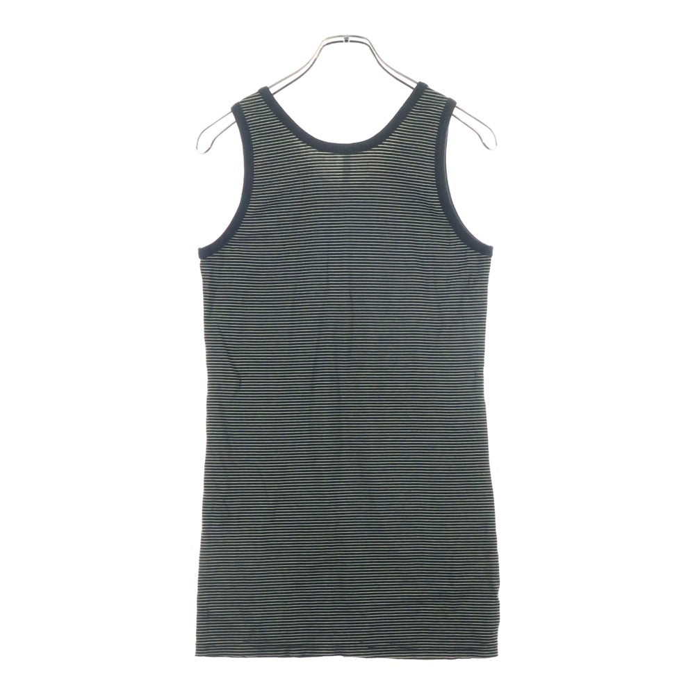 THEE OLD CIRCUS(ジオールドサーカス) 針抜きクリアフライスタンクトップ ボーダー ノースリーブカットソー ブラック 3118-Y