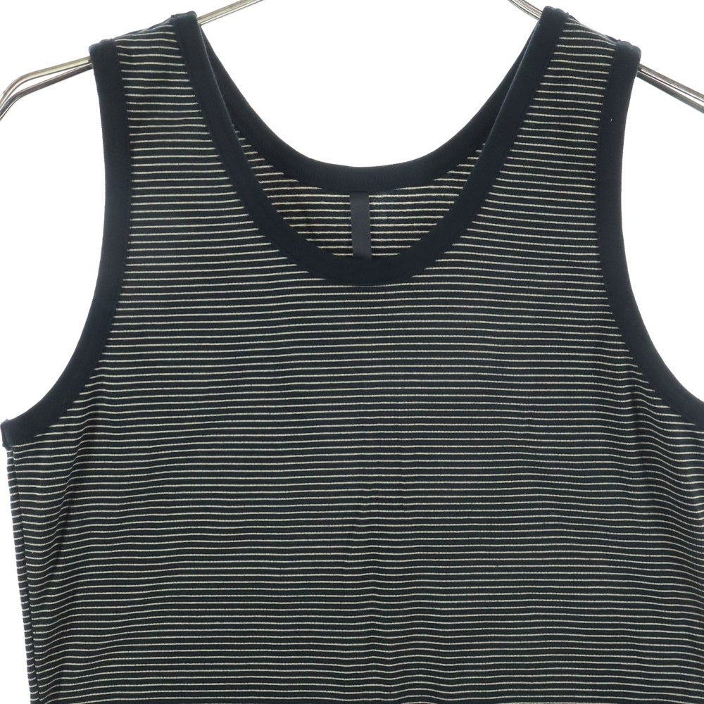 THEE OLD CIRCUS(ジオールドサーカス) 針抜きクリアフライスタンクトップ ボーダー ノースリーブカットソー ブラック 3118-Y