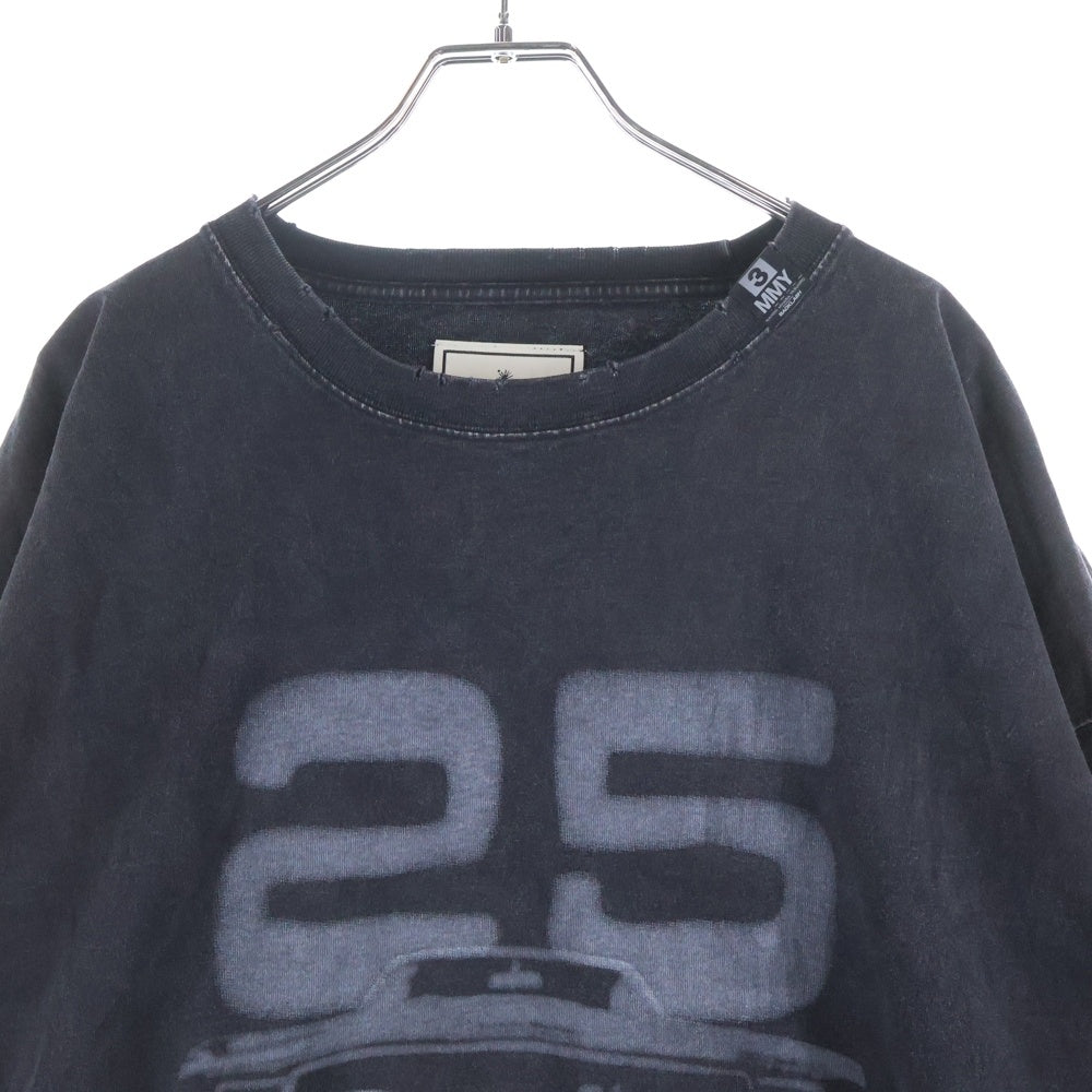 MAISON MIHARAYASUHIRO(メゾンミハラヤスヒロ) ×ISAMU KATAYAMA BACKLASH イサムカタヤマバックラッシュ 25周年記念 硫化染 両面プリントTシャツ 半袖クルーネックカットソー グレー C13TS511