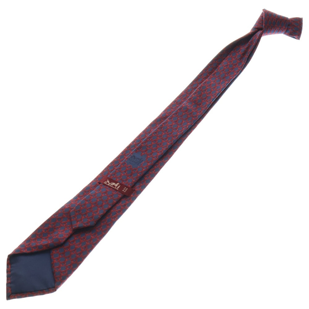 HERMES(エルメス) フランス製 チェーンモチーフ シルクネクタイ レッド