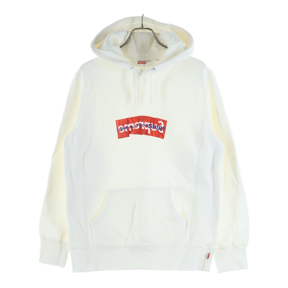 SUPREME(シュプリーム) 17SS Comme Des Garcons SHIRT Box Logo Hooded Sweatshirt コムデギャルソン ボックスロゴ プルオーバースウェットパーカー フーディー ホワイト