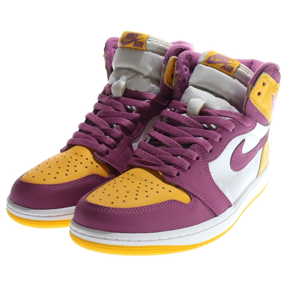 NIKE(ナイキ) AIR JORDAN 1 HIGH OG Brotherhood エアジョーダンワン ブラザーフッド ハイカットスニーカー イエロー/パープル US9.5/27.5cm 555088-706