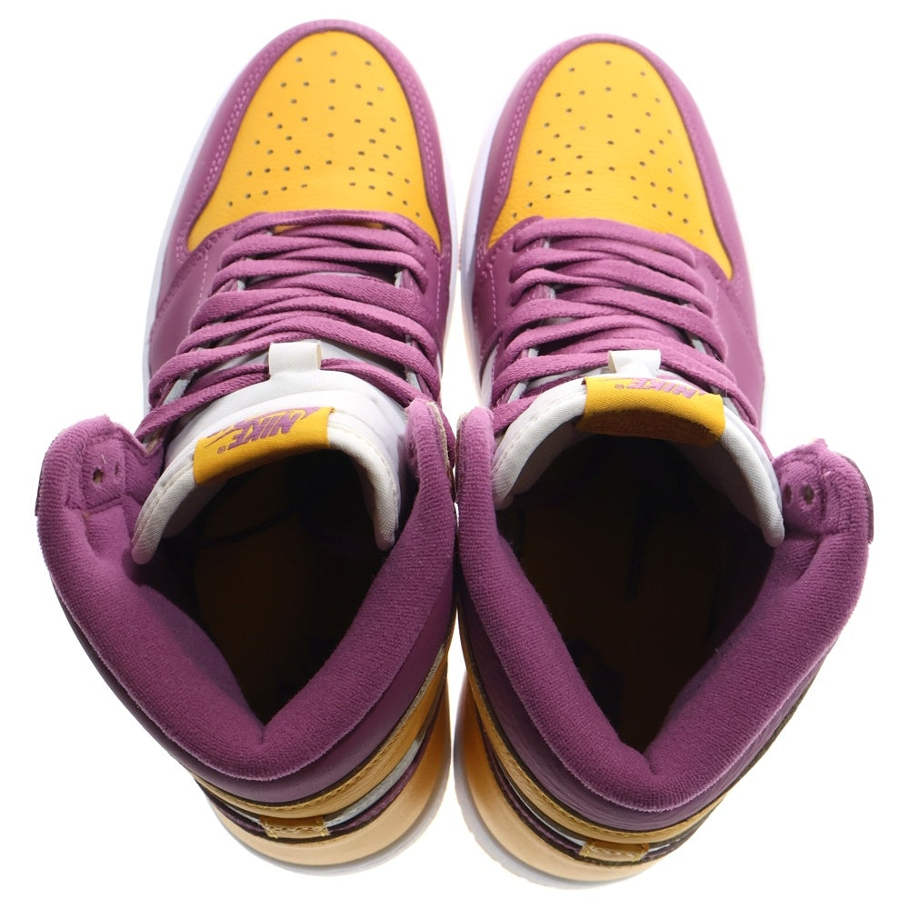 NIKE(ナイキ) AIR JORDAN 1 HIGH OG Brotherhood エアジョーダンワン ブラザーフッド ハイカットスニーカー イエロー/パープル US9.5/27.5cm 555088-706