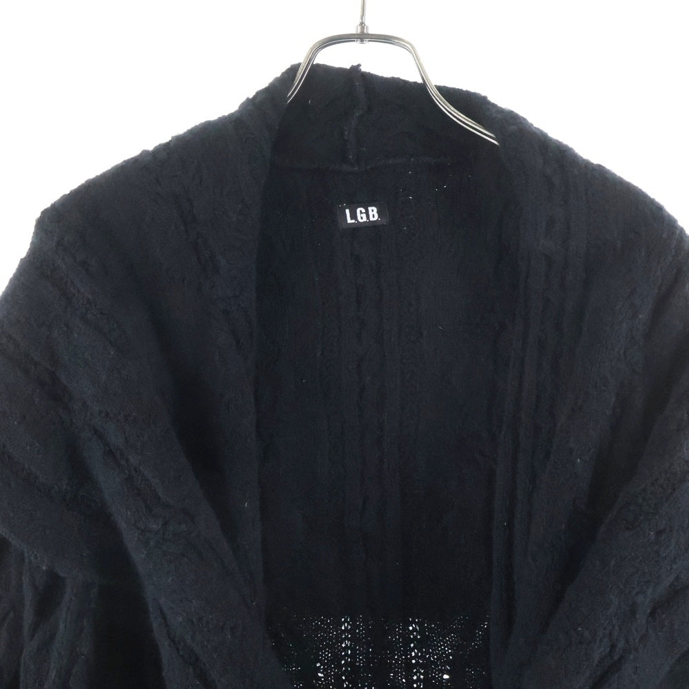 L.G.B.(ルグランブルー) CARDI/STD UKSLAB カシミア混 ウールアルパカ ニット ロングカーディガン ブラック レディース