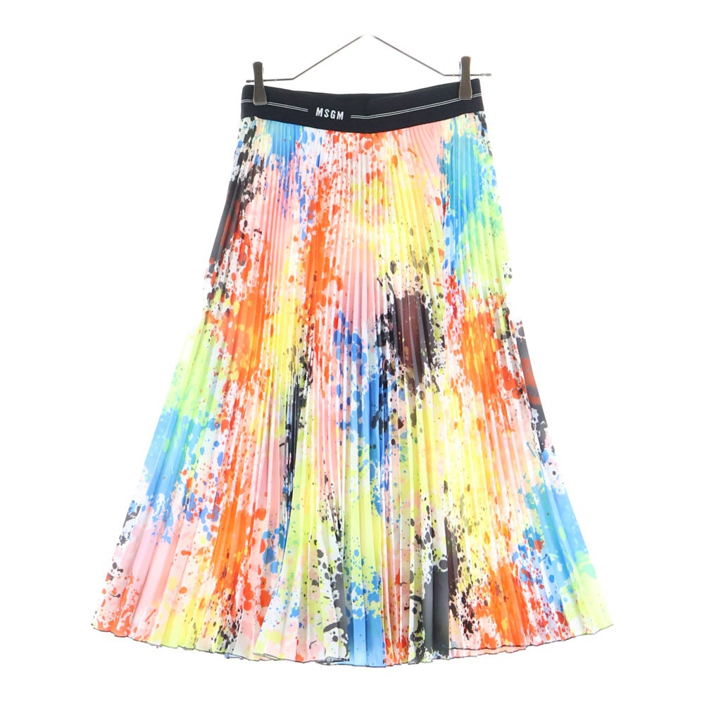 MSGM(エムエスジーエム) MULTICOLOR SKIRT フレア インクプリンテッド プリーツスカート マルチカラー レディース 3241MDD10P