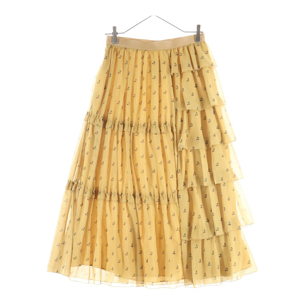 SueUNDERCOVER(スーアンダーカバー) チェリー柄 フリルデザイン ポリエステル ロングスカート イエロー レディース SU1A1601-1