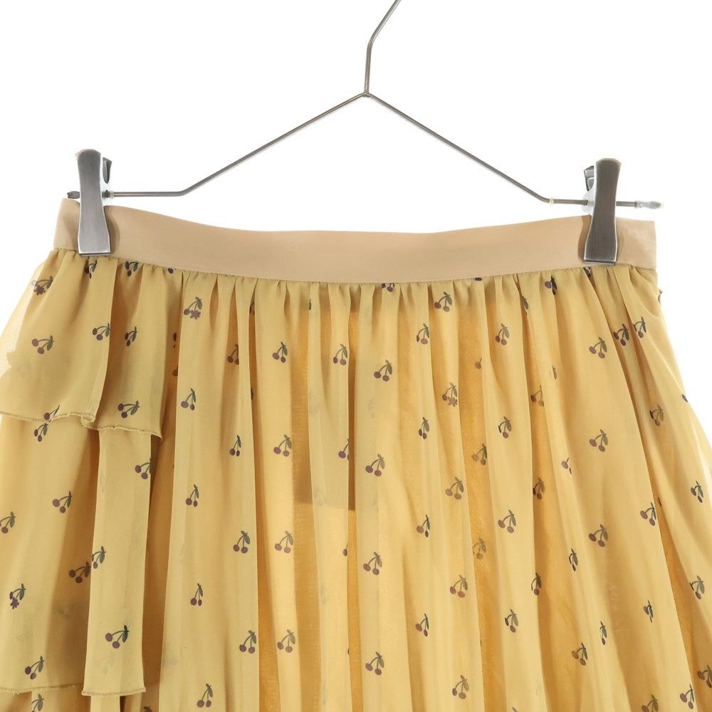 SueUNDERCOVER(スーアンダーカバー) チェリー柄 フリルデザイン ポリエステル ロングスカート イエロー レディース SU1A1601-1