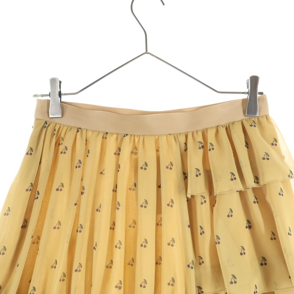 SueUNDERCOVER(スーアンダーカバー) チェリー柄 フリルデザイン ポリエステル ロングスカート イエロー レディース SU1A1601-1
