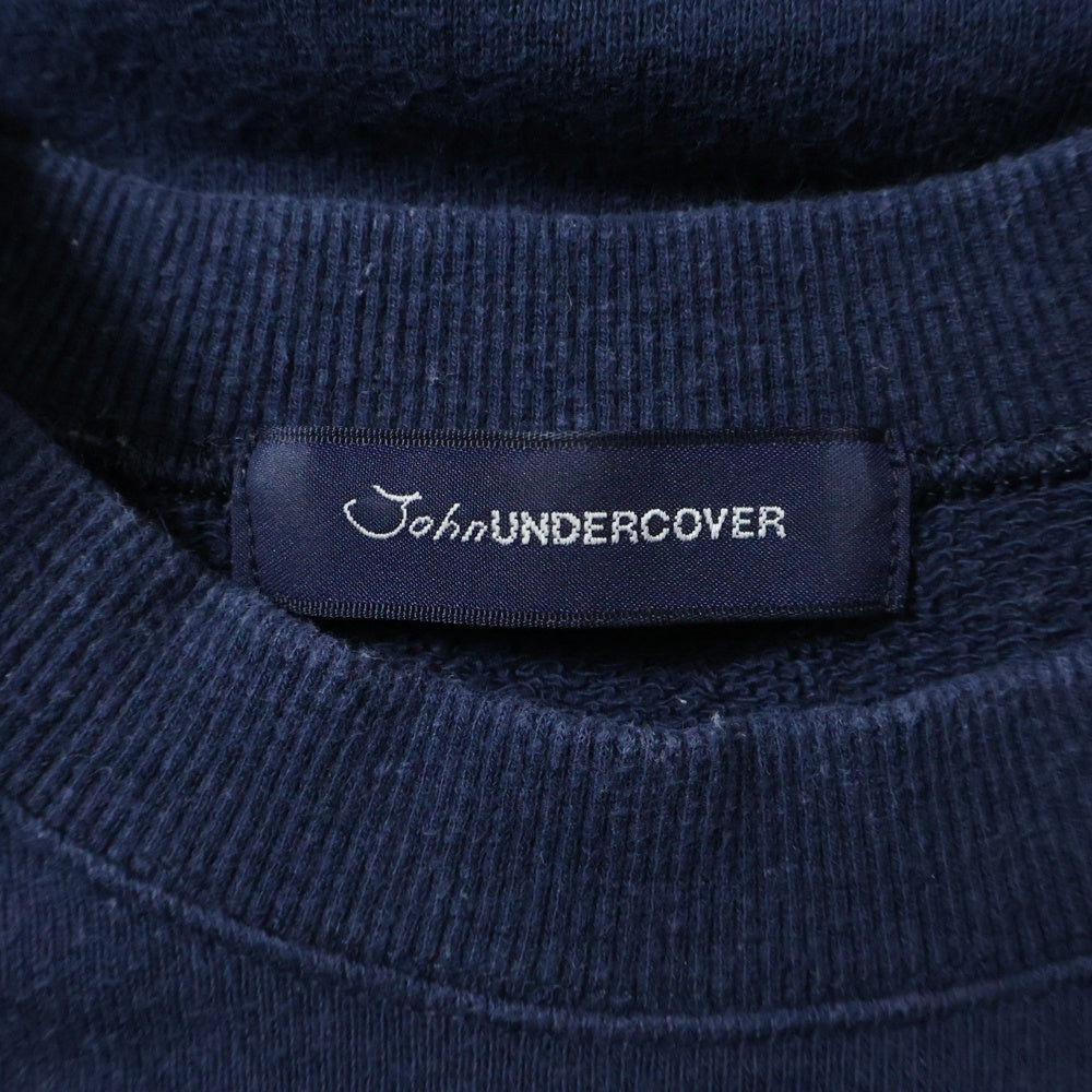 John UNDERCOVER(ジョン アンダーカバー) 19SS シャツドッキングデザイン フロントプリント スウェット トレーナー ネイビー/ホワイト JUW4802