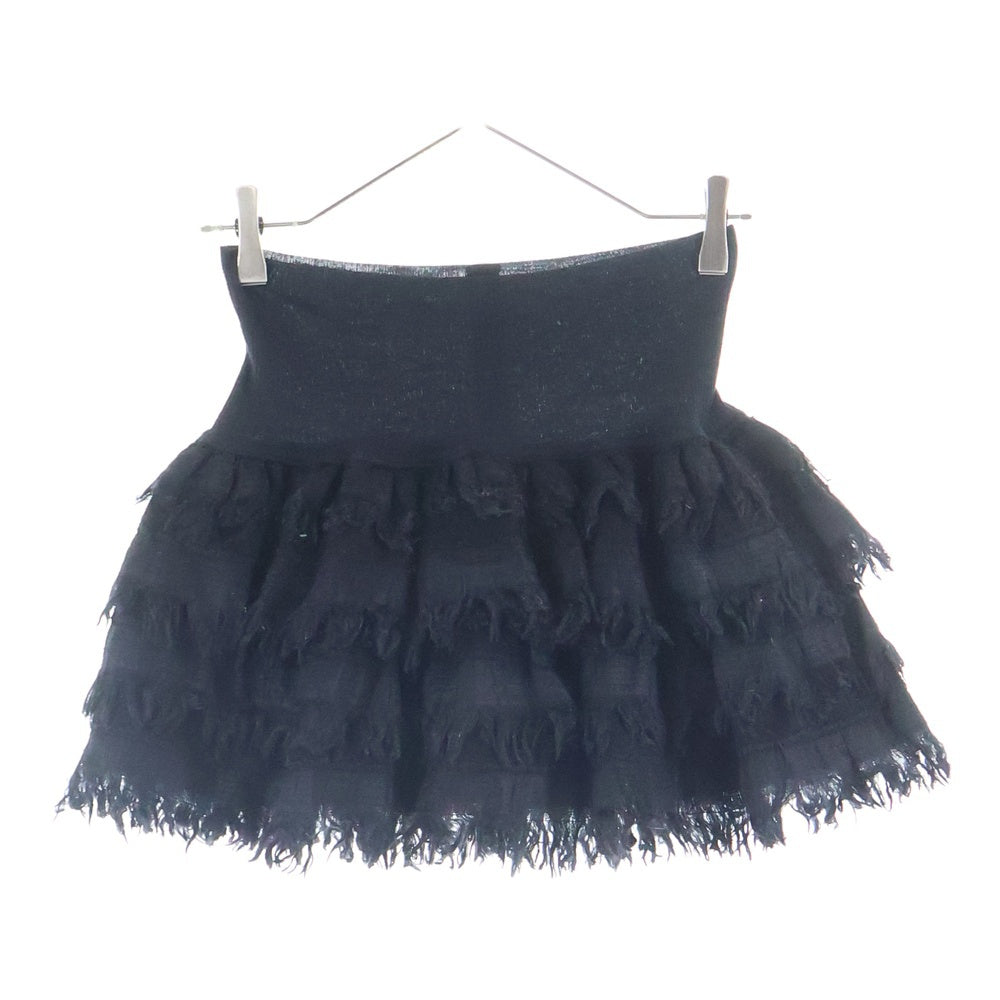 SHARE SPIRIT(シェアスピリット) フリルレースデザイン ウエストリブニット ミニスカート ブラック レディース FA1050