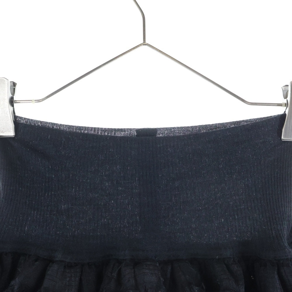 SHARE SPIRIT(シェアスピリット) フリルレースデザイン ウエストリブニット ミニスカート ブラック レディース FA1050