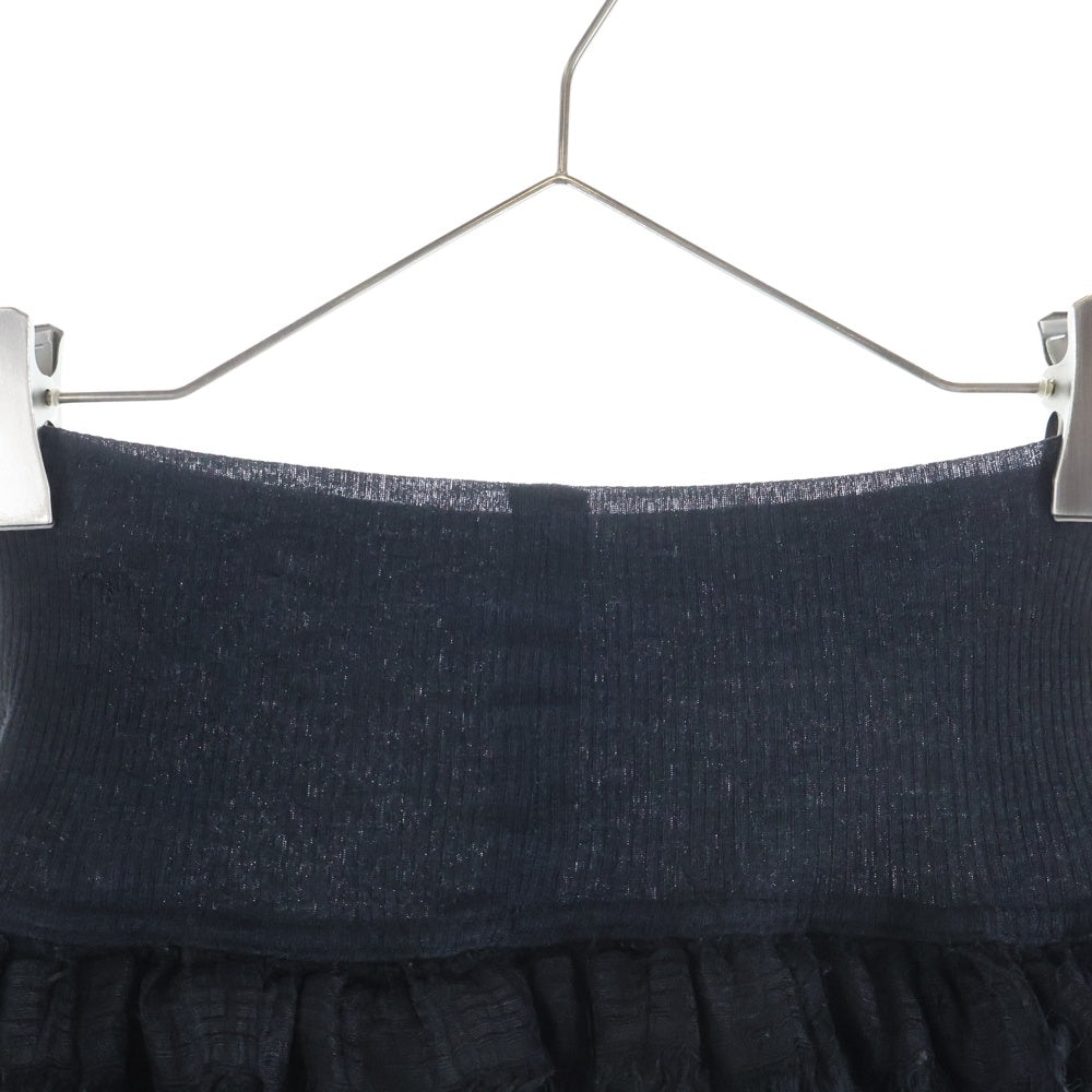 SHARE SPIRIT(シェアスピリット) フリルレースデザイン ウエストリブニット ミニスカート ブラック レディース FA1050