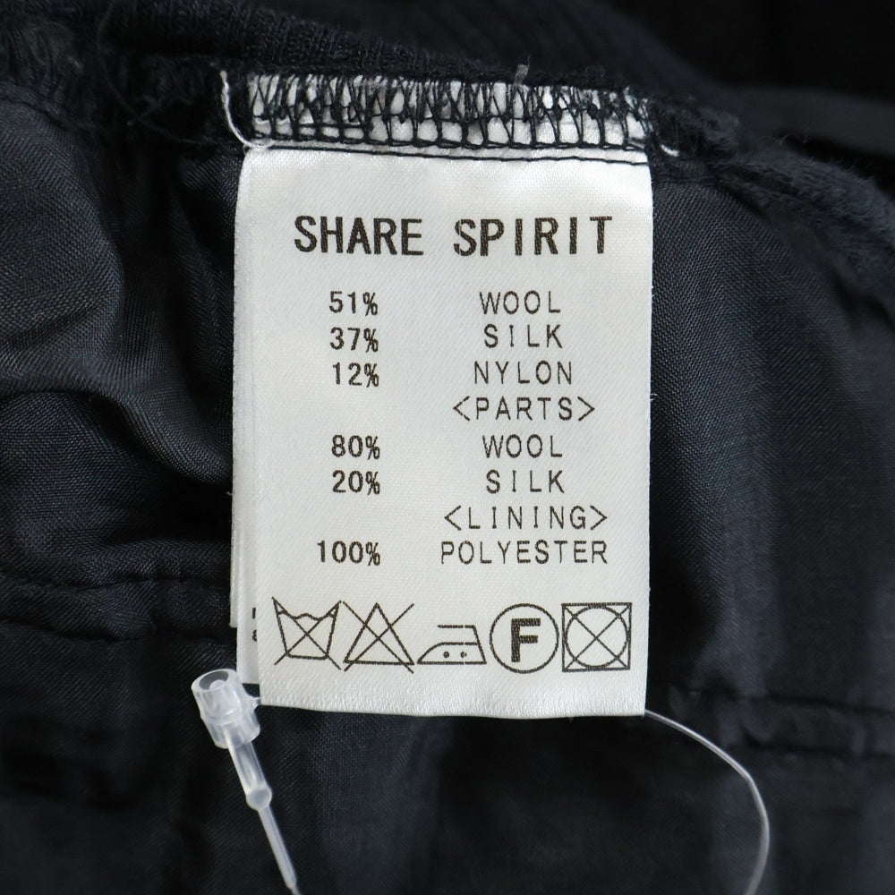 SHARE SPIRIT(シェアスピリット) フリルレースデザイン ウエストリブニット ミニスカート ブラック レディース FA1050