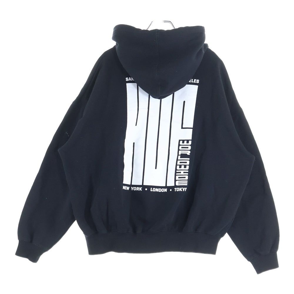 HUF(ハフ) ロゴプリント プルオーバースウェットパーカー フーディ ブラック