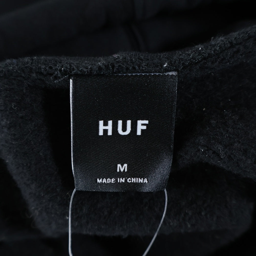 HUF(ハフ) ロゴプリント プルオーバースウェットパーカー フーディ ブラック