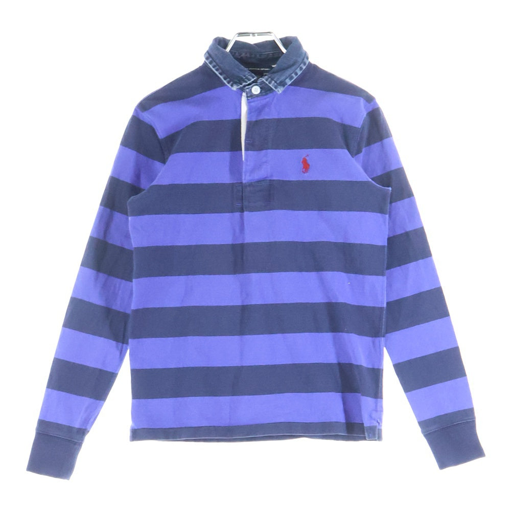 RALPH LAUREN SPORT(ラルフローレン スポーツ) デニムカラー ロゴエンブロイダリー ボーダー 長袖ポロシャツ マルチカラー