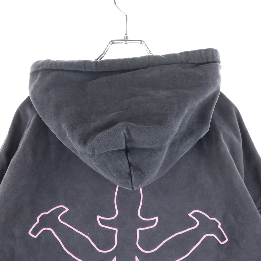 UNKNOWN LONDON(アンノーンロンドン) Retro Logo Hoodie レトロロゴプリント フーディ プルオーバースウェットパーカー ブラック