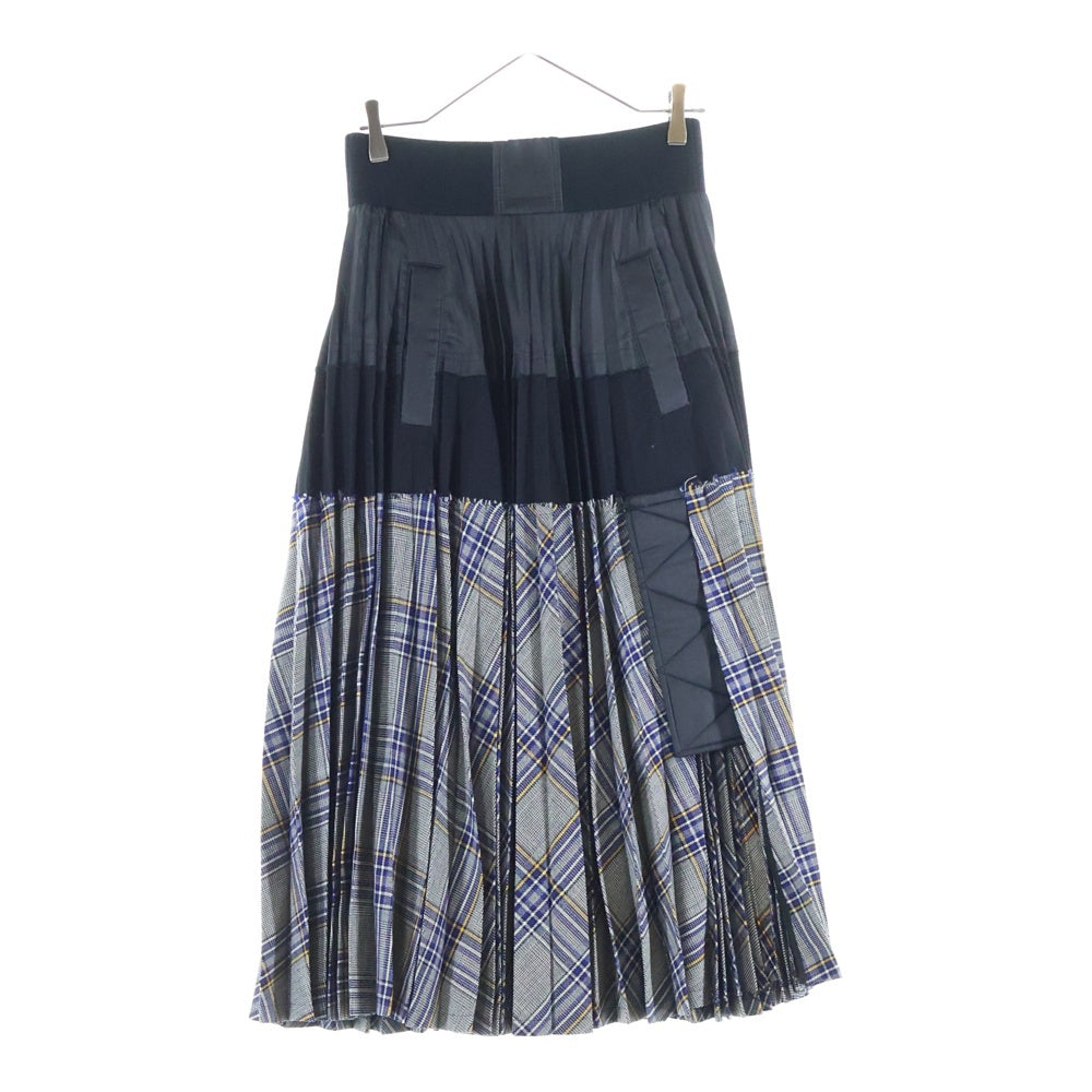 Sacai(サカイ) チェック柄 ドッキング プリーツロングスカート