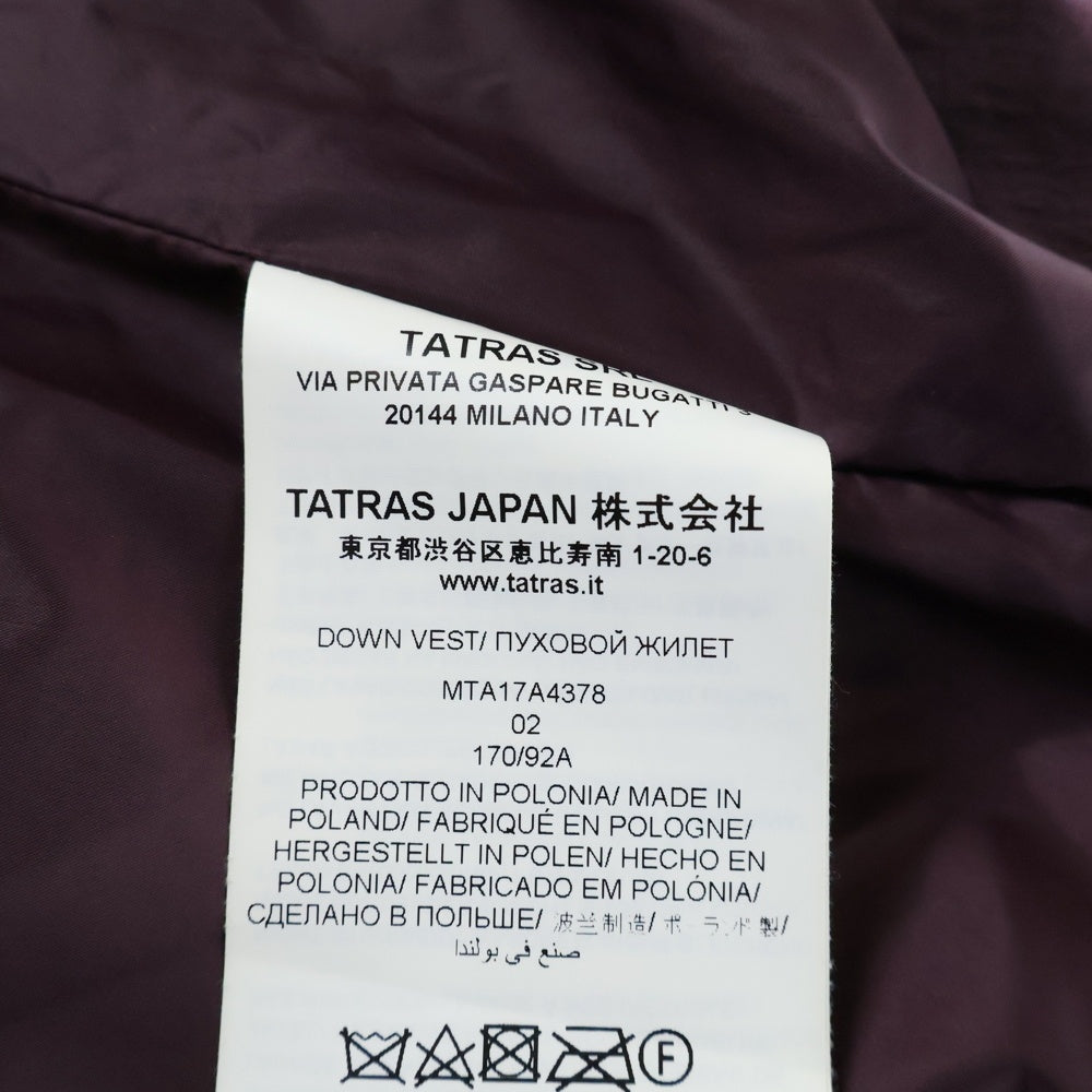 TATRAS(タトラス) 17AW CURONE クローネ フーデッドダウンベスト バーガンディ MTA17A4378