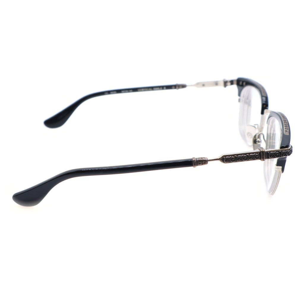 CHROME HEARTS(クロムハーツ) VERTICAL SMILE 2 サイドエタニティハーフリム アイウェア サングラス メガネ ブラック 度入り