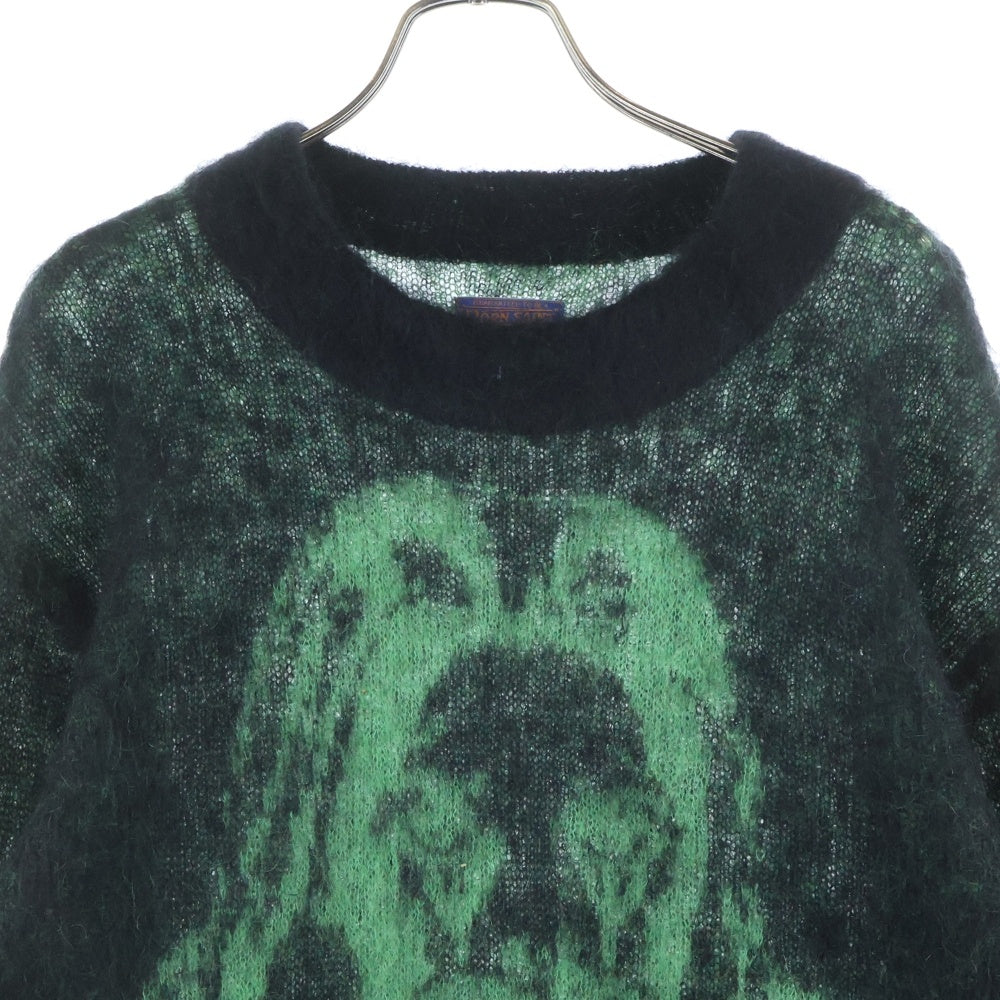 SAINT MICHAEL(セントマイケル) 22AW B&R_KNIT_CLOWN クラウン モヘア クルーネックニットセーター ブラック/グリーン SM-A22-0000-072