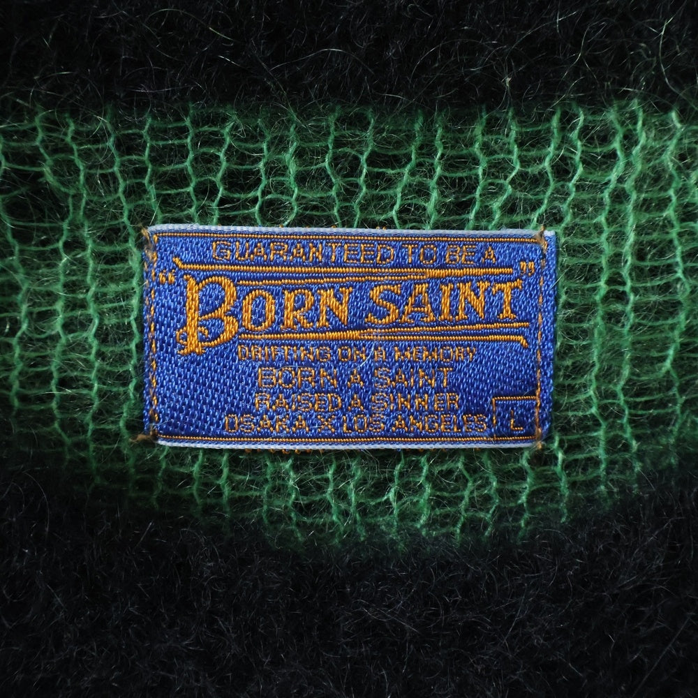 SAINT MICHAEL(セントマイケル) 22AW B&R_KNIT_CLOWN クラウン モヘア クルーネックニットセーター ブラック/グリーン SM-A22-0000-072