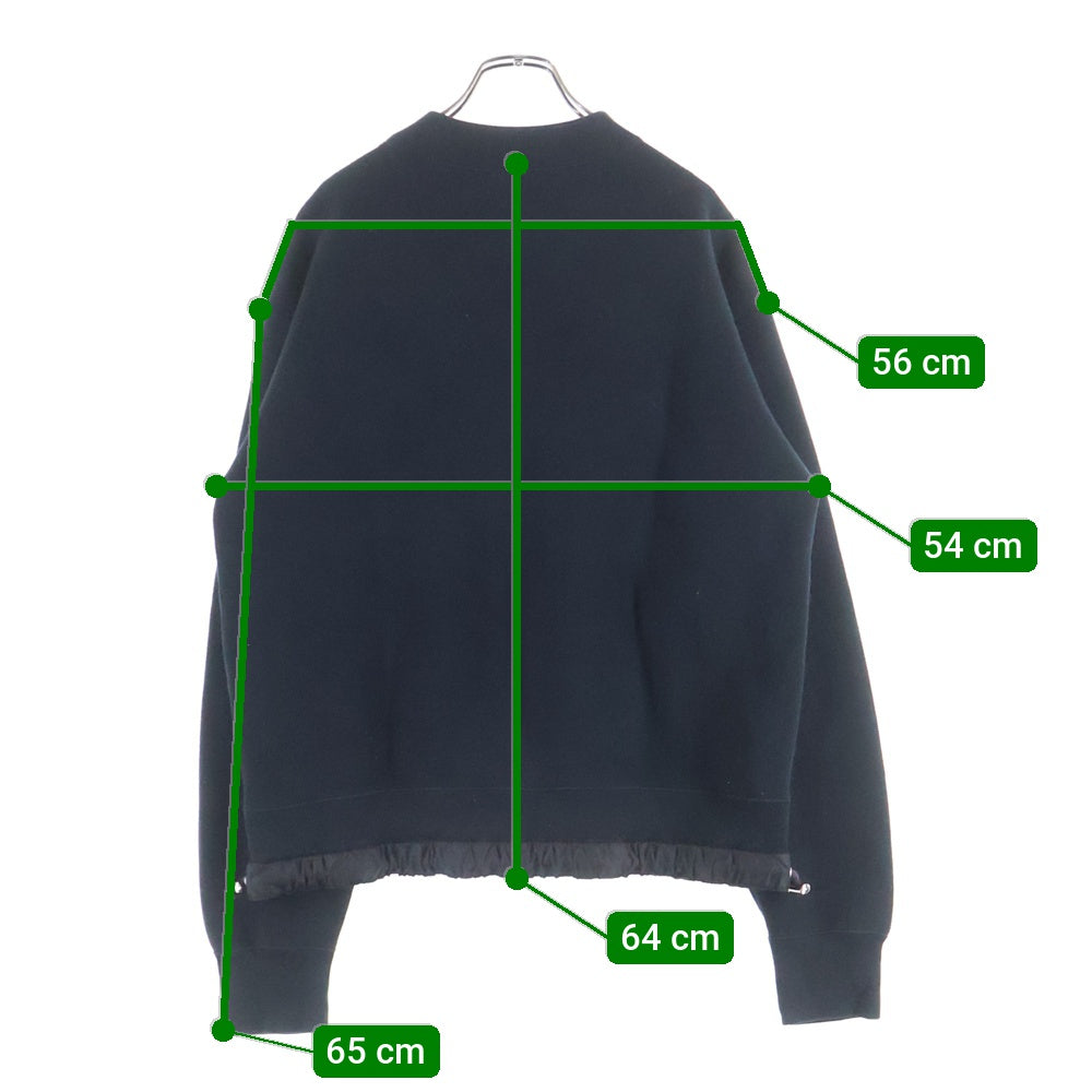 Sacai(サカイ) 22AW Studs Sponge Sweat Pullover スタッズ クルーネック スウェットトレーナー ブラック 22-02865M