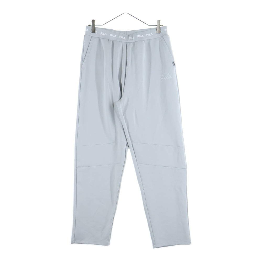 FILA(フィラ) ロゴ刺繍 ストレッチワイドセットアップ クルーネックトレーナー ジョガーパンツ グレー FL6405/FL6406