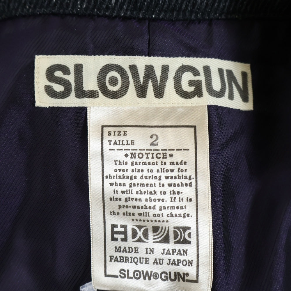 SLOWGUN(スロウガン) 6B シルク ダブルトレンチコート ジャケット グレー