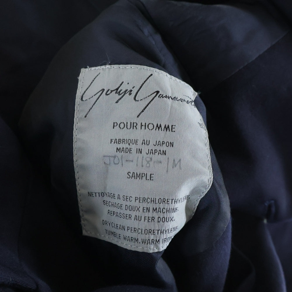 Yohji Yamamoto POUR HOMME(ヨウジヤマモト プールオム) 90S SAMPLE サンプル 丸文字 4B ウール シングル テーラードジャケット ネイビー J01-118-IM