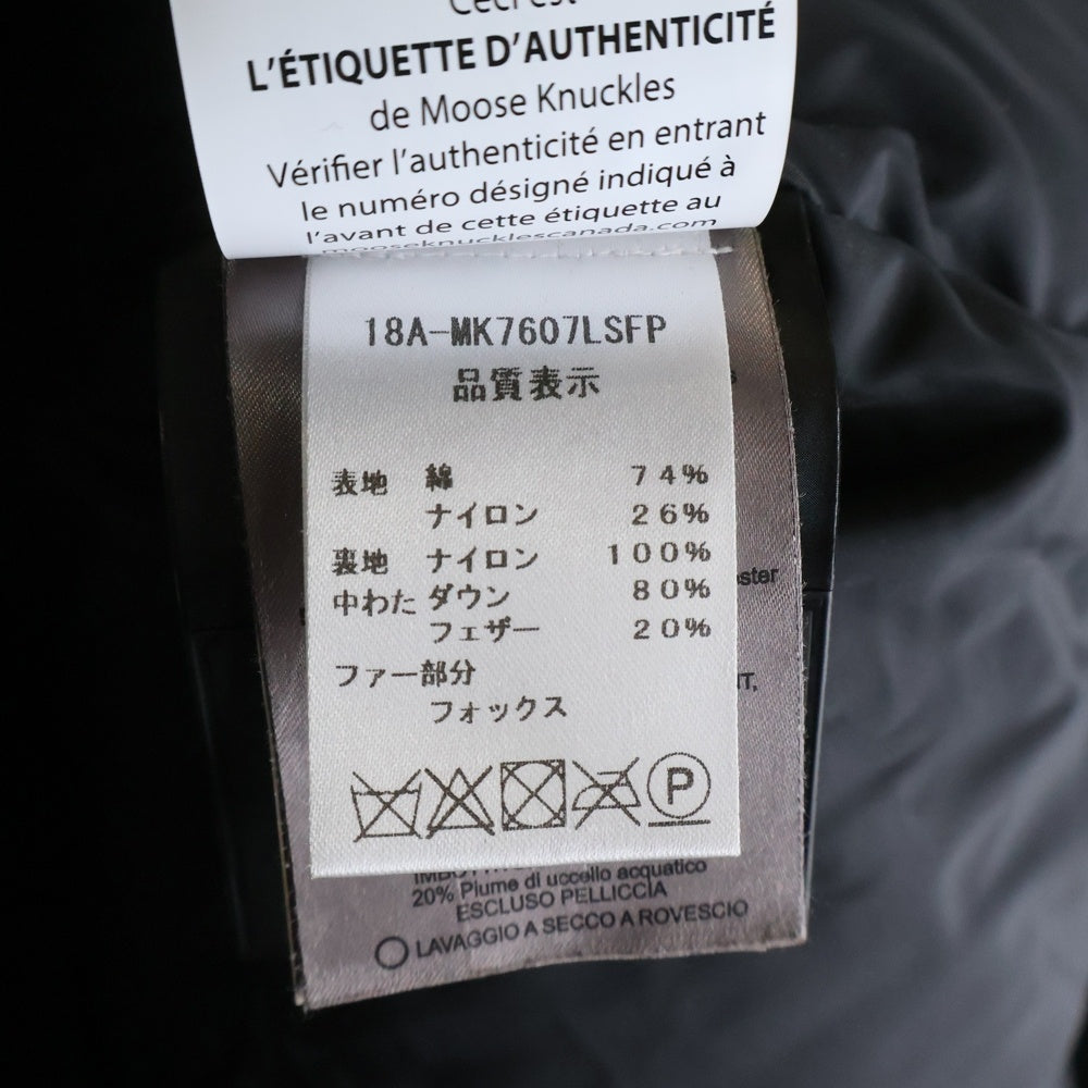 MOOSE KNUCKLES(ムースナックルズ) ファーフード付きダウンジャケット レディース ブラック MK7607LSFP