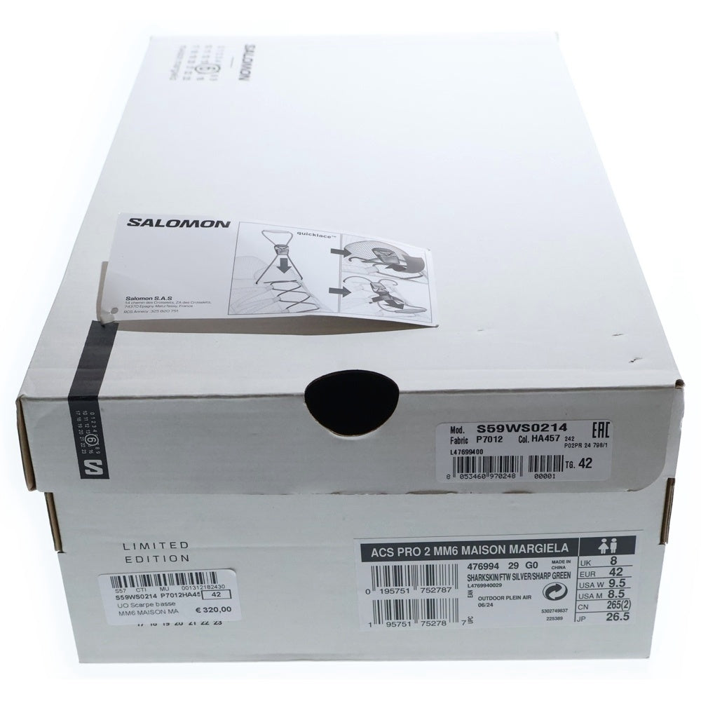 SALOMON(サロモン) ×MM6 MAISON MARGIELA ×エムエムシックス メゾンマルジェラ ACS PRO 2 ローカットスニーカー シルバー US8.5/26.5cm 476994 S59WS0214