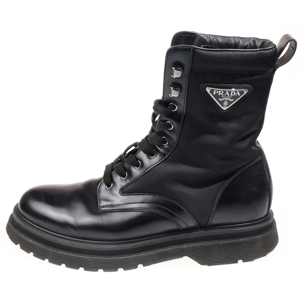 PRADA(プラダ) ブラッシュド ロイス レザーナイロン コンバットブーツ ブラック 2UE011