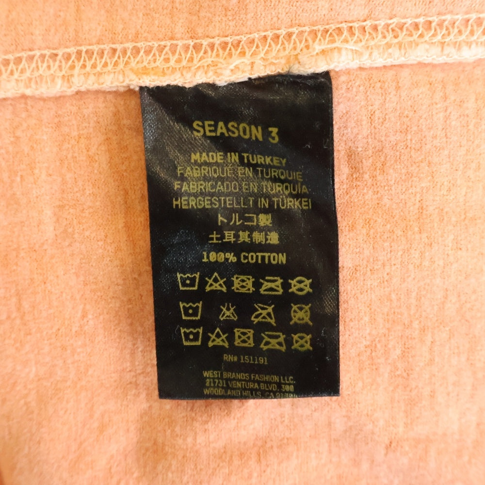 YEZZY SEASON 3(イージー シーズン スリー) オーバーサイズ クルーネック半袖Tシャツ カットソー オレンジ