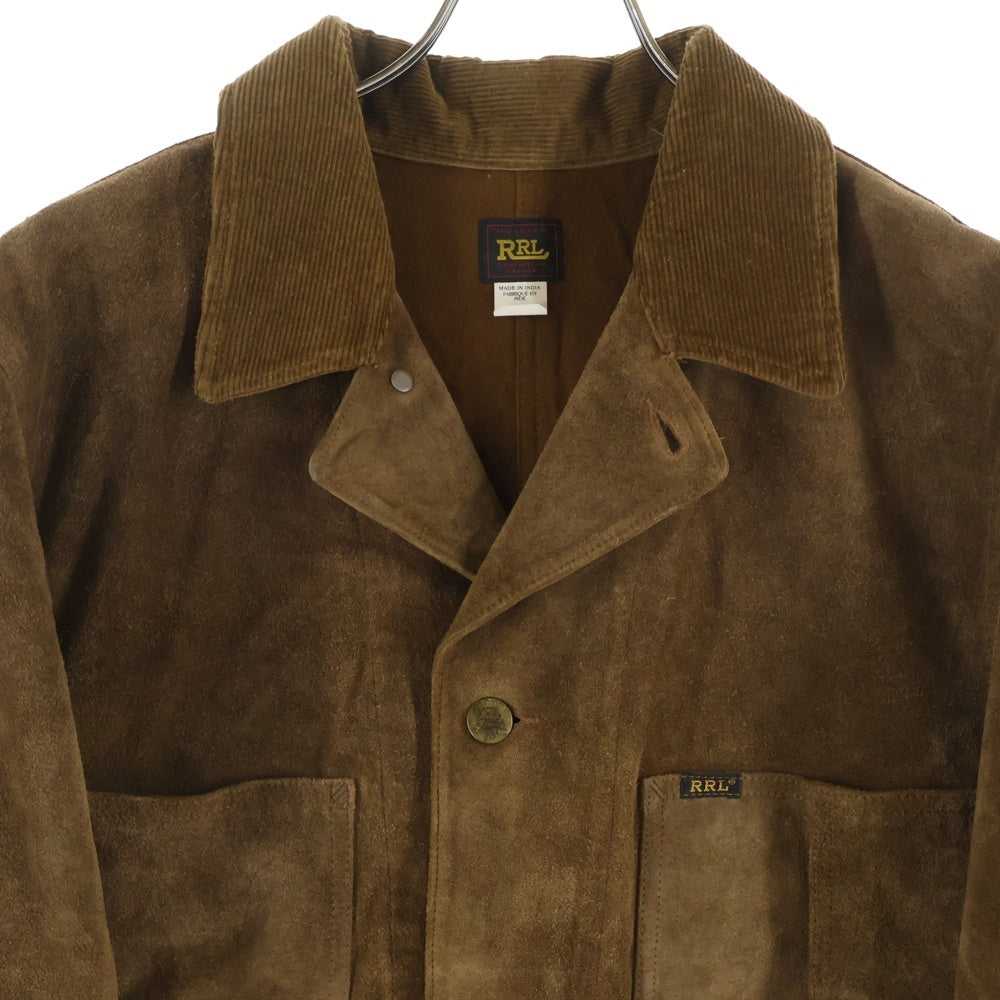 RRL(ダブルアールエル) コーデュロイ切り替え マルチポケット スウェードレザージャケット ブラウン 782774665001