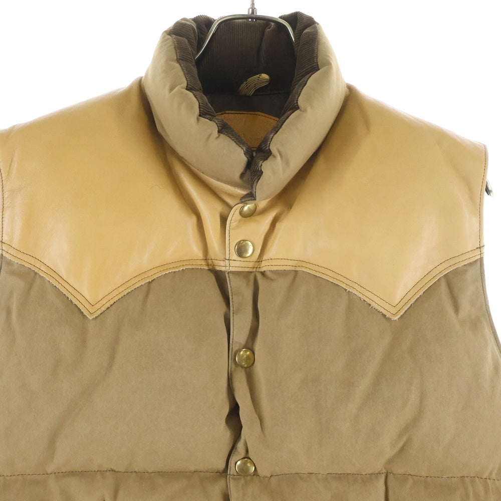 ROCKY MOUNTAIN(ロッキーマウンテン) レザー切り替え ナイロンダウンベスト ブラウン 200-172-46