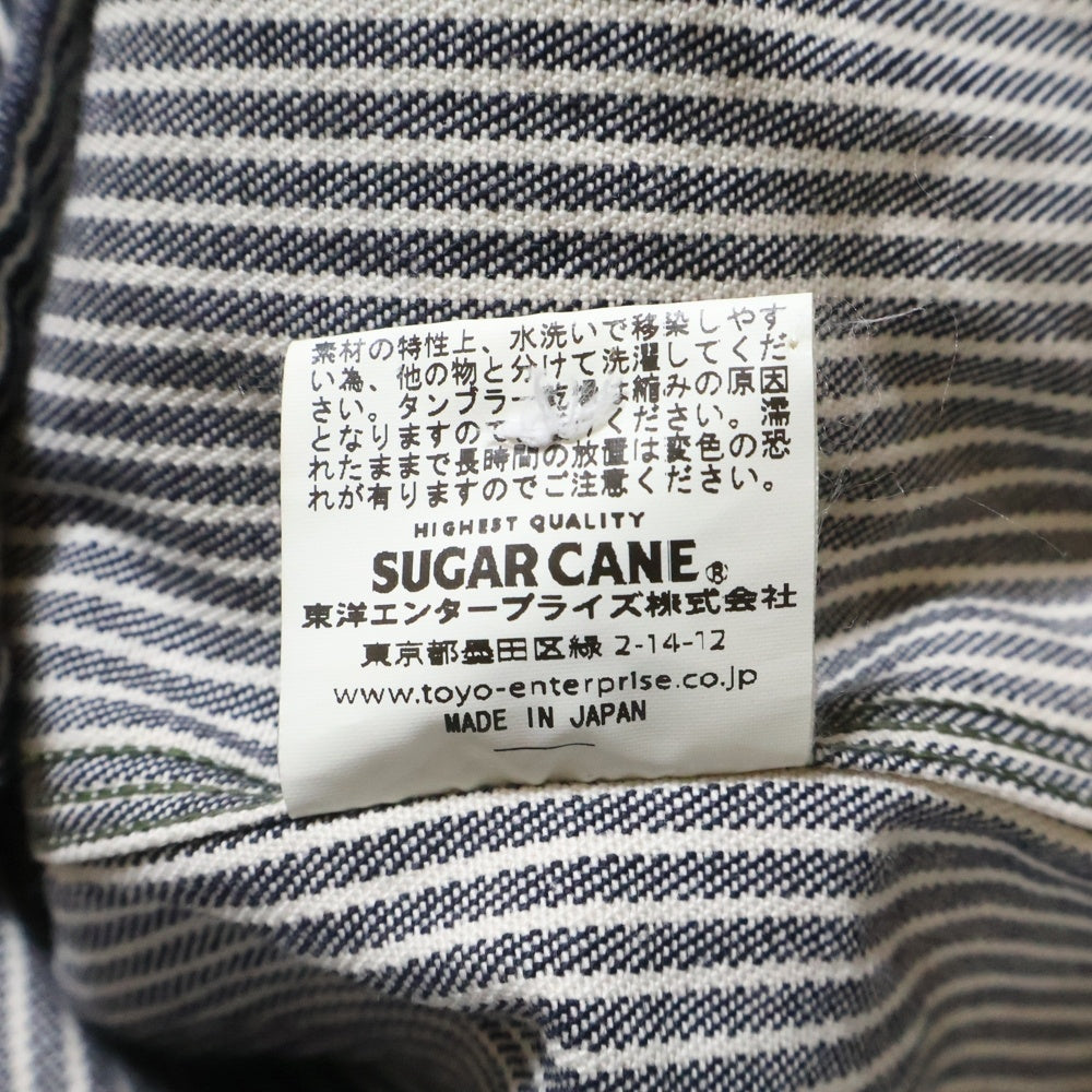 SUGAR CANE(シュガーケーン) 2ポケット ロングスリーブ ストライプシャツ ネイビー/ホワイト
