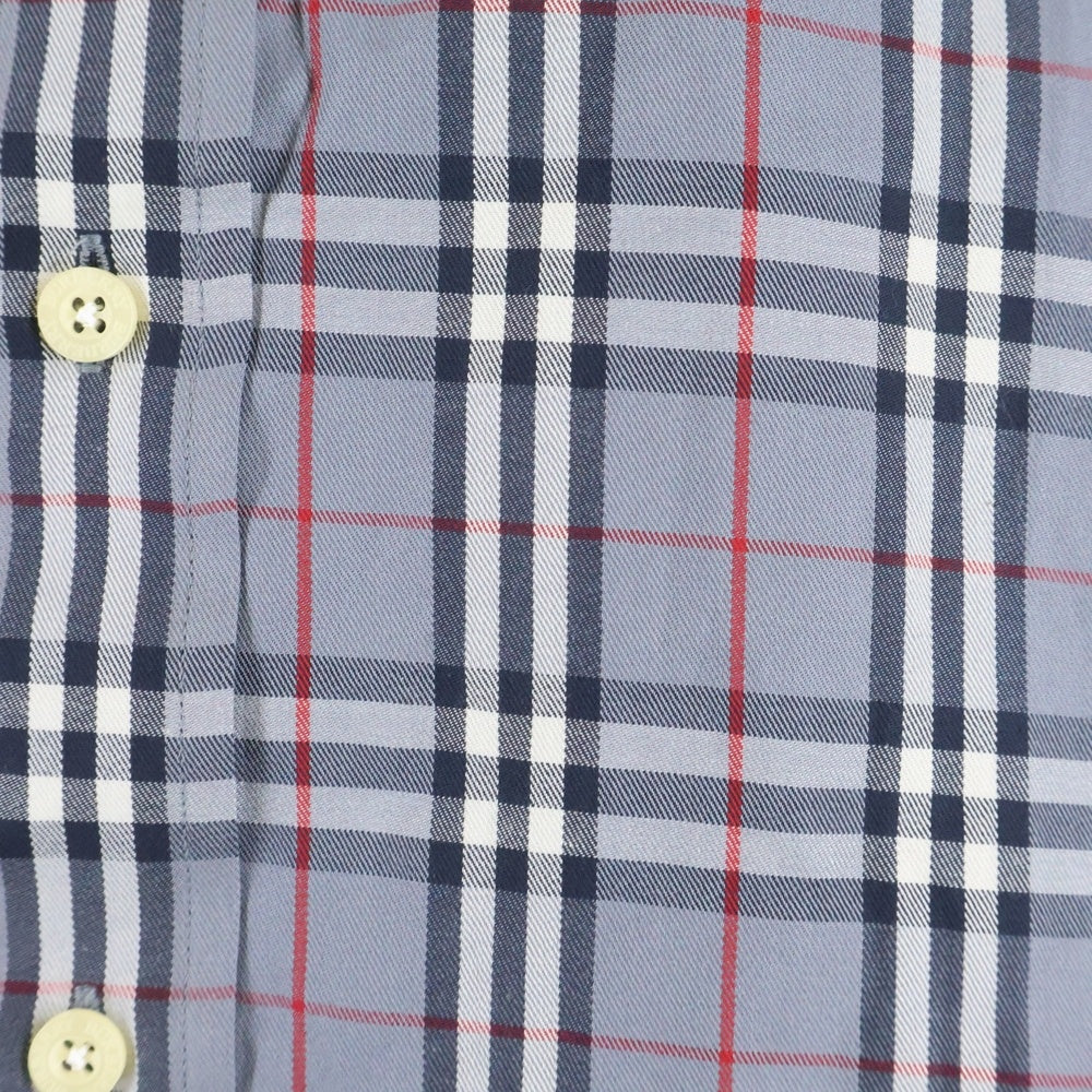 BURBERRY(バーバリー) エンブロイダリー ロゴ ノヴァチェック ボタンダウン 長袖 シャツ グレー