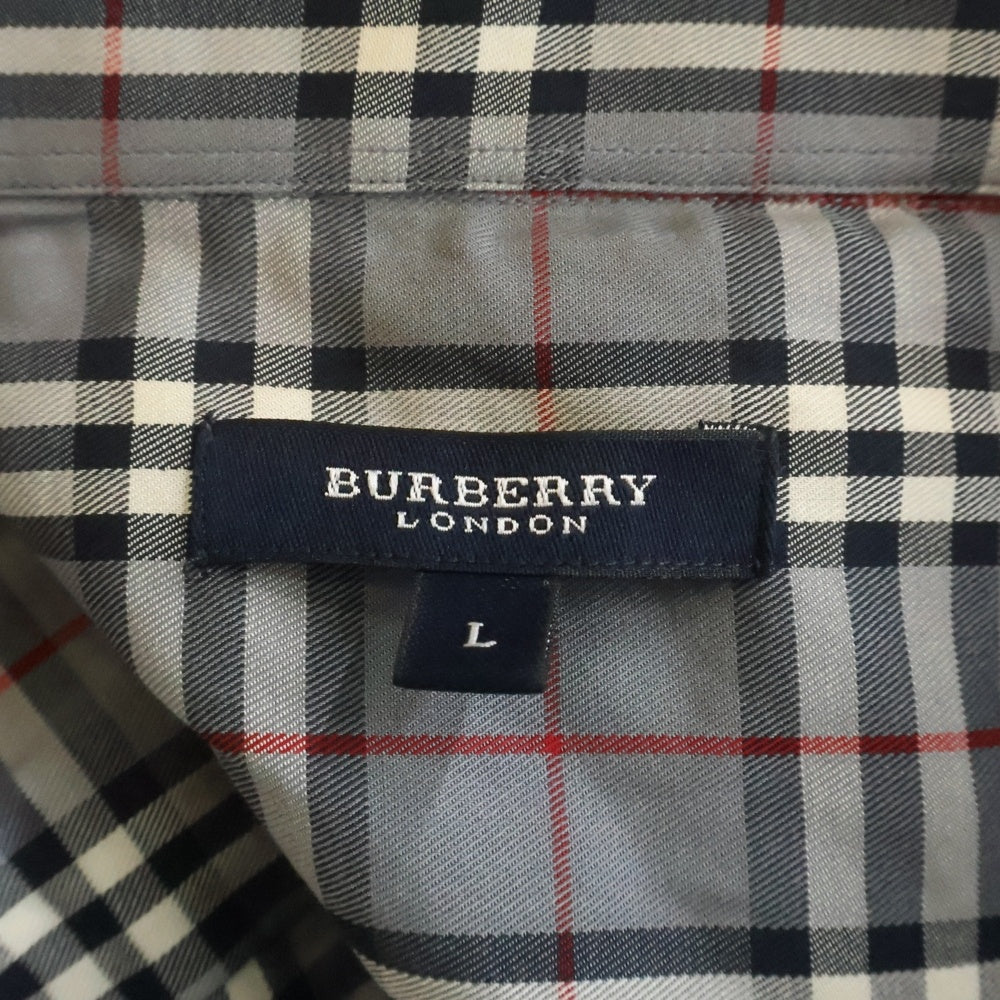 BURBERRY(バーバリー) エンブロイダリー ロゴ ノヴァチェック ボタンダウン 長袖 シャツ グレー