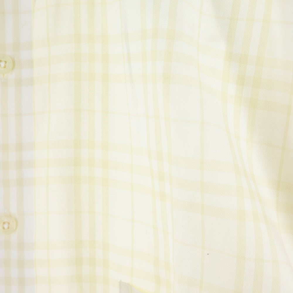 BURBERRY(バーバリー) エンブロイダリー ロゴ ノヴァチェック ボタンダウン 長袖 シャツ ホワイト/イエロー