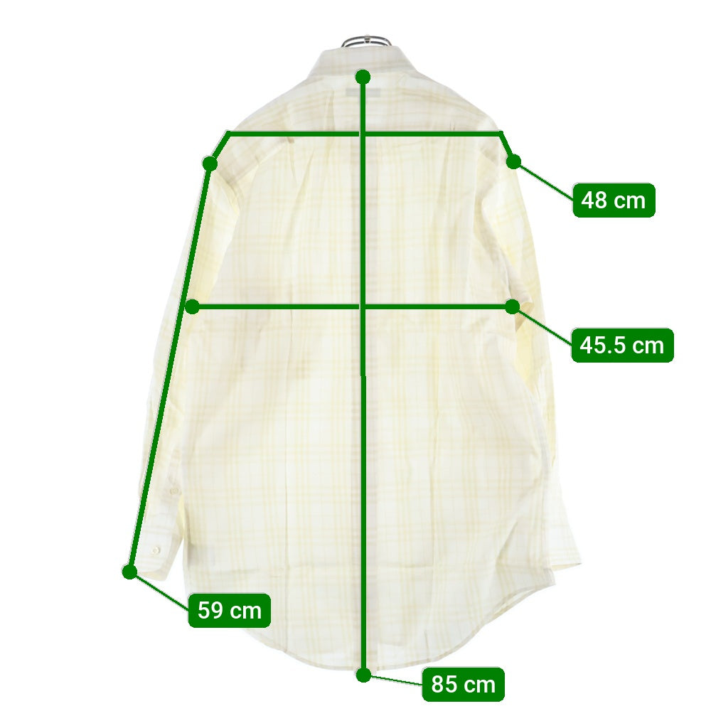 BURBERRY(バーバリー) エンブロイダリー ロゴ ノヴァチェック ボタンダウン 長袖 シャツ ホワイト/イエロー