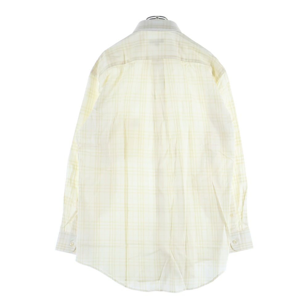 BURBERRY(バーバリー) エンブロイダリー ロゴ ノヴァチェック ボタンダウン 長袖 シャツ ホワイト/イエロー